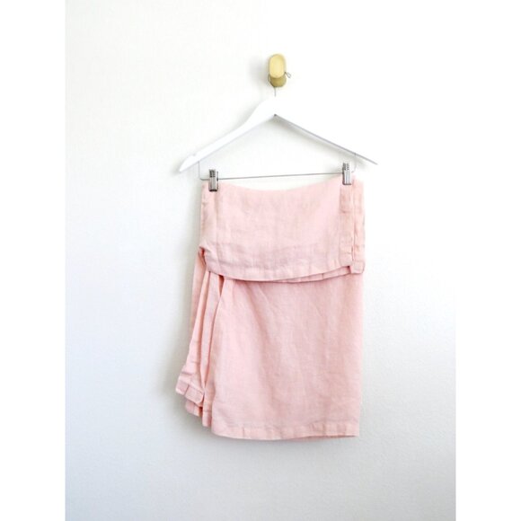 Crate and Barrel Kids Baby Crib Skirt 100% Linen Pink - Picture 4 of 7